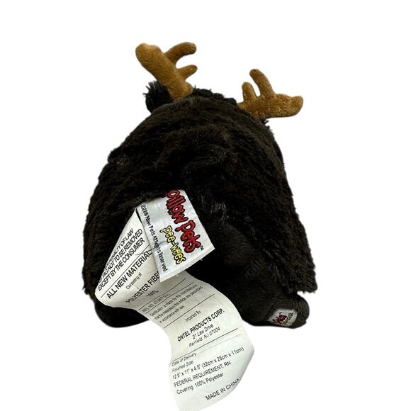 Pillow Pets Pee Wees 11 inch Chocolate Moose Brown Plush Stuffed Animal Toy Soft - Picture 5 of 8